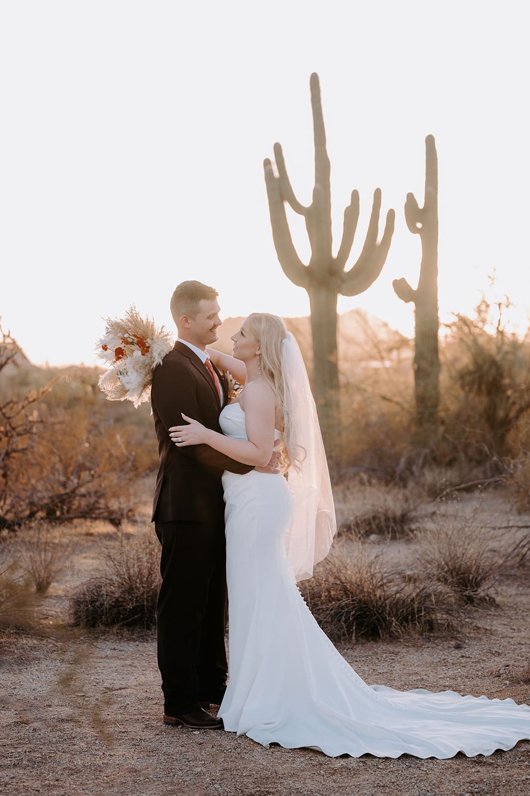 Bride and Groom in a desert Landscape