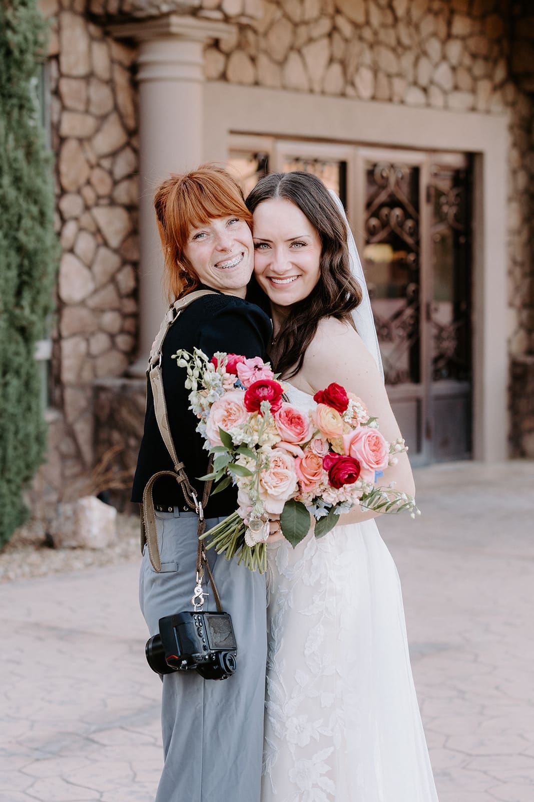 Bride and photographer photo