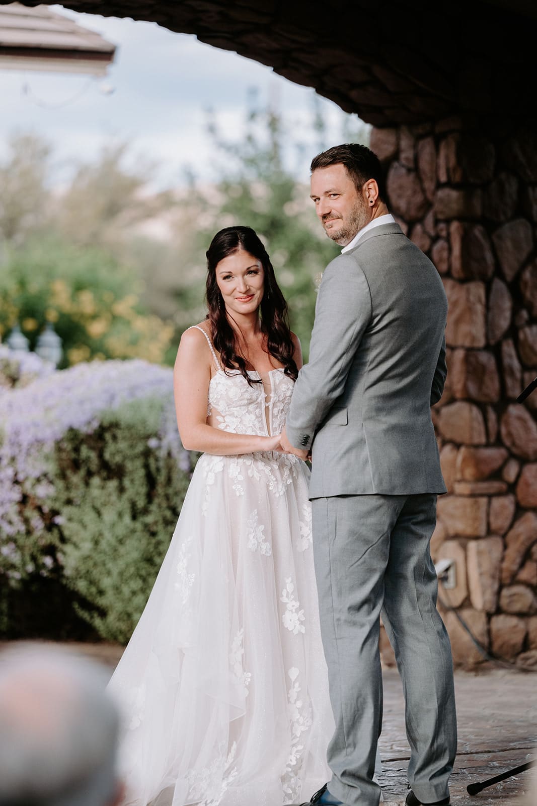 Bride and groom at altar