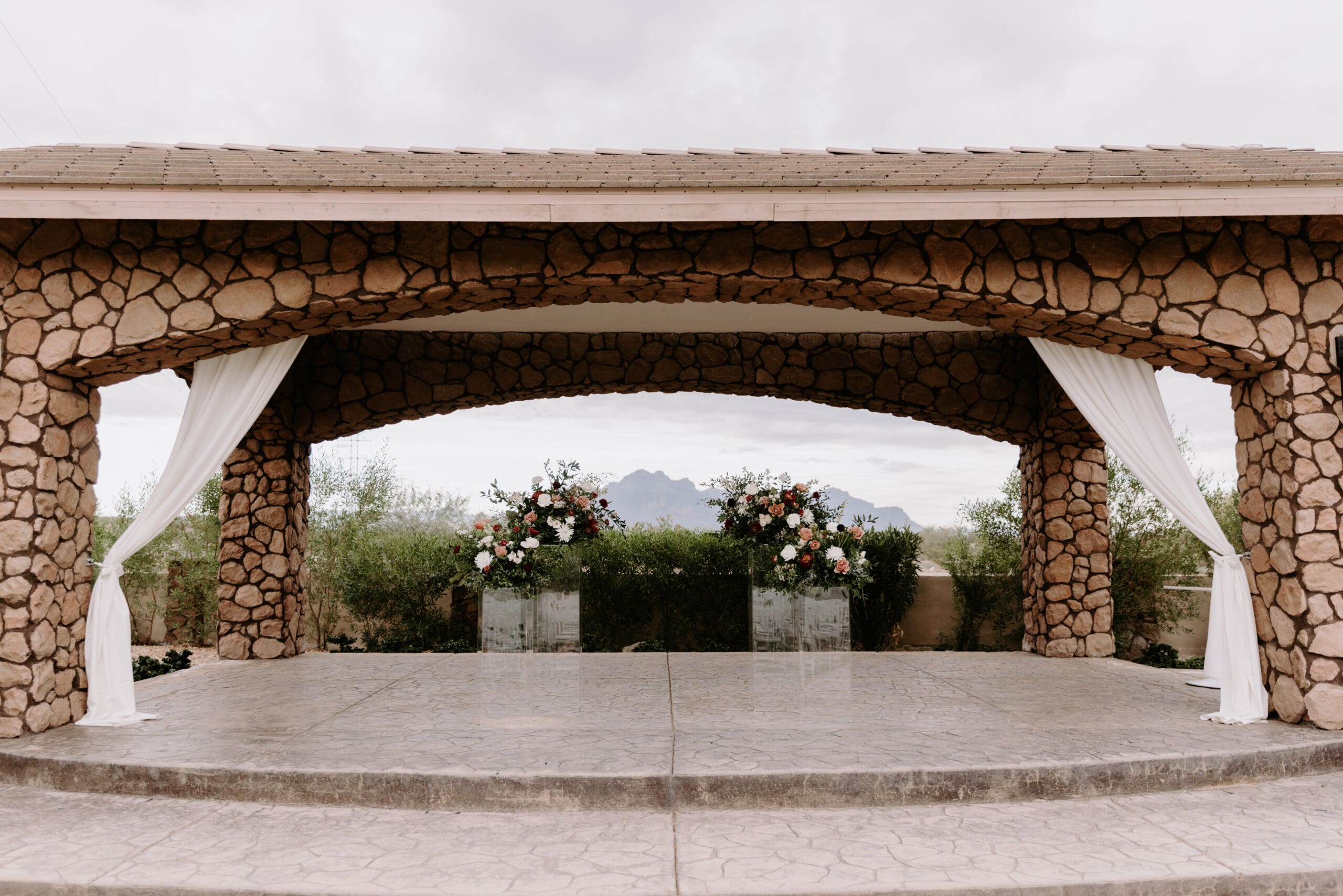 Ceremony yard with superstition mountain backdrop
