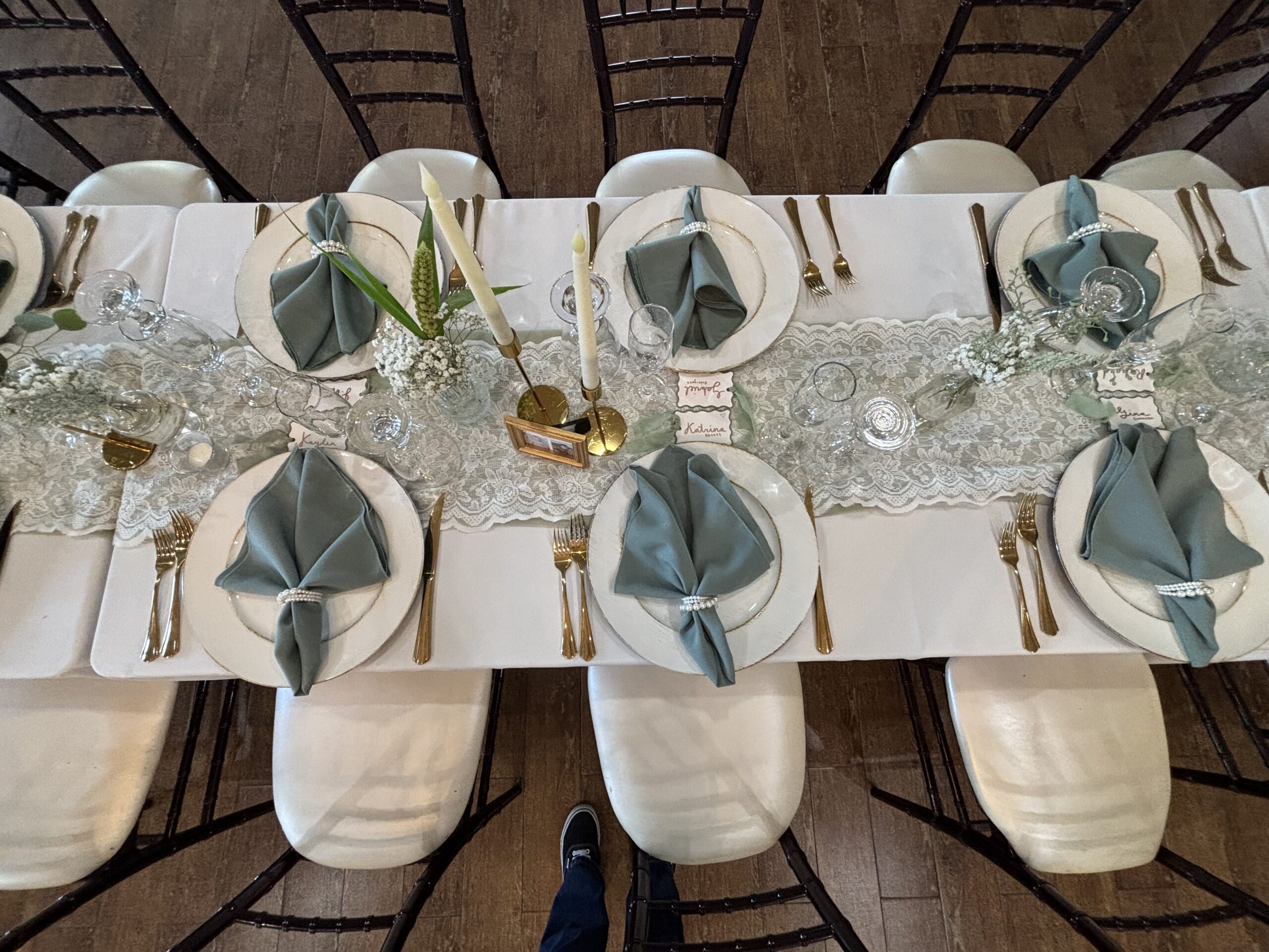 Reception table set up at Superstition Manor