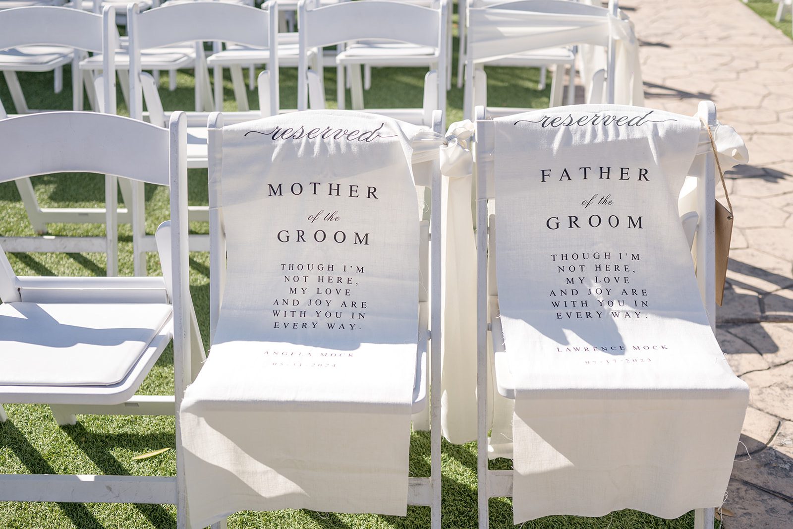 Mother and Father of the Groom chairs