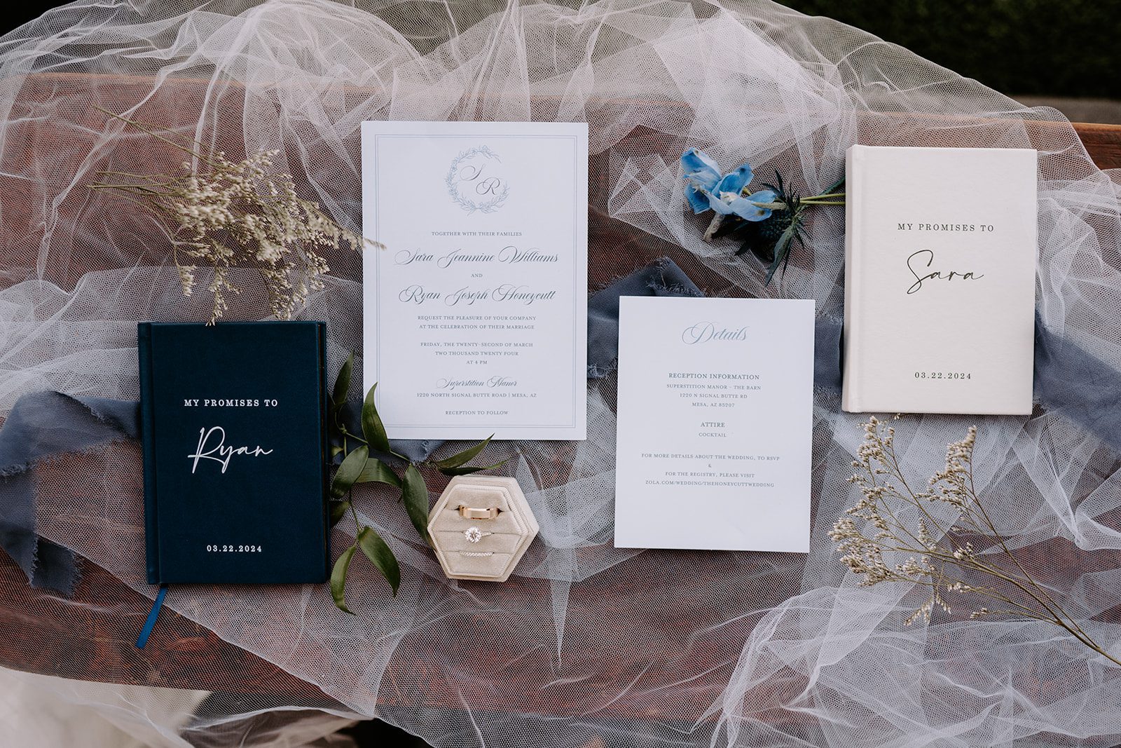 Wedding invitations and vow journals