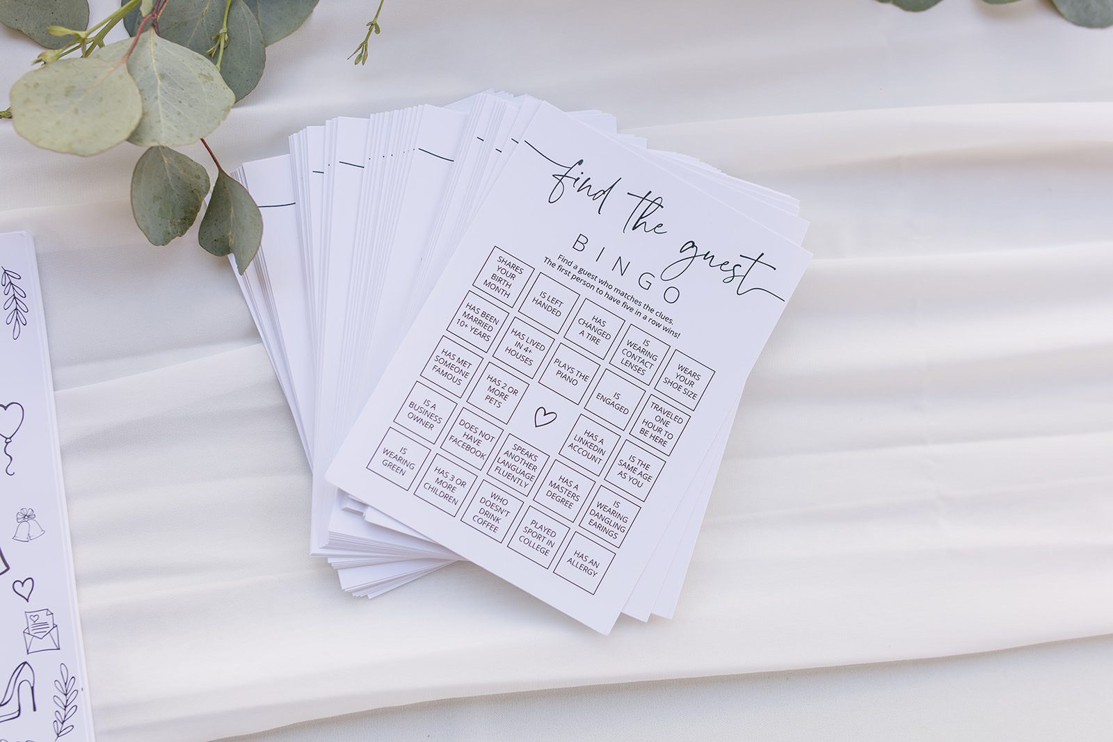 Wedding bingo cards for guests