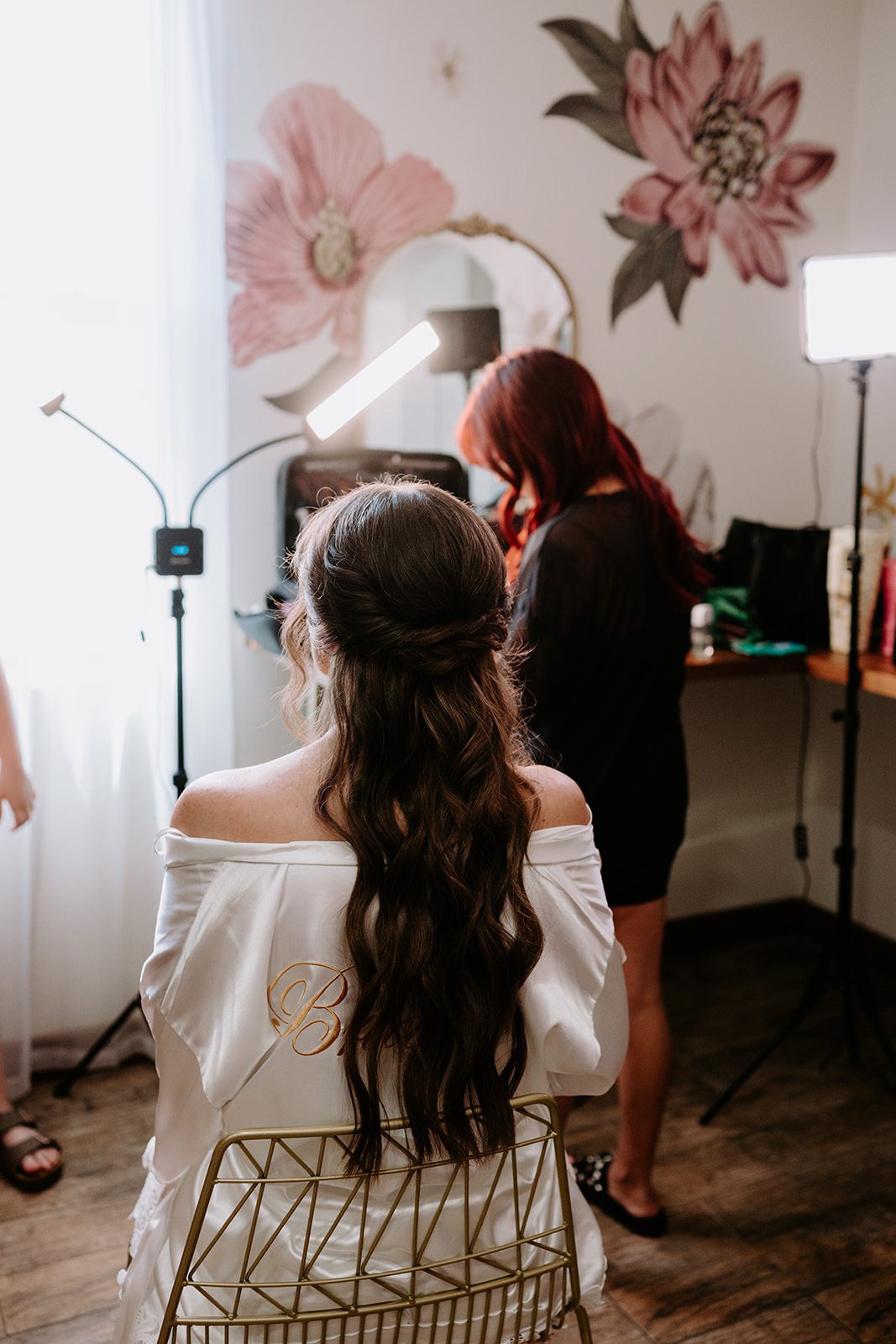 Bride Getting ready in Superstition Manor suite