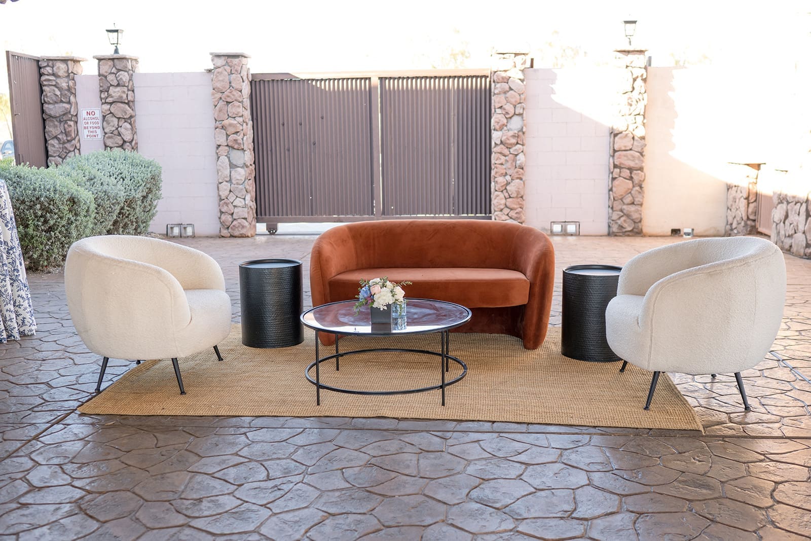Lounge set up for wedding @ Superstition Manor