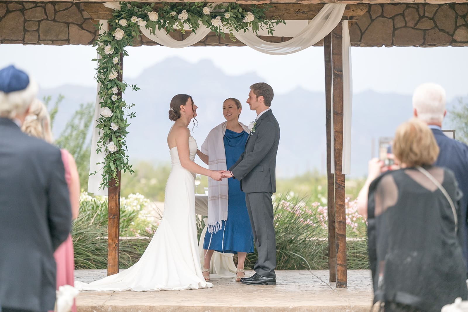 Bride and groom, the altar, @ Superstition Manor