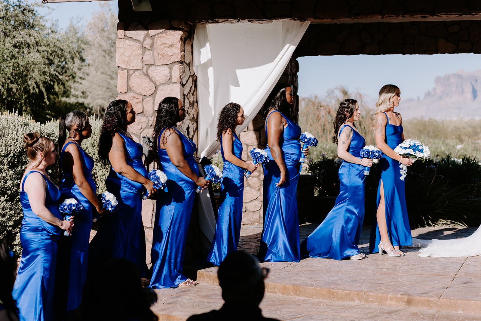 Bridal party in blue