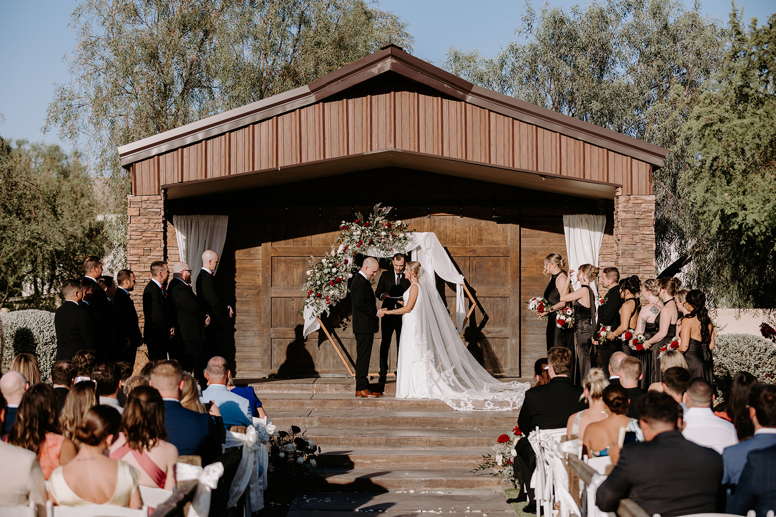 Wedding ceremony at the barn at superstition manor