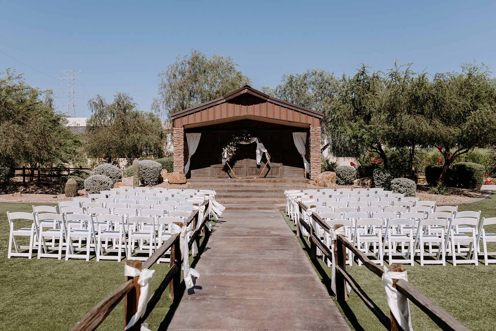 The barn ceremony yard at superstition manor