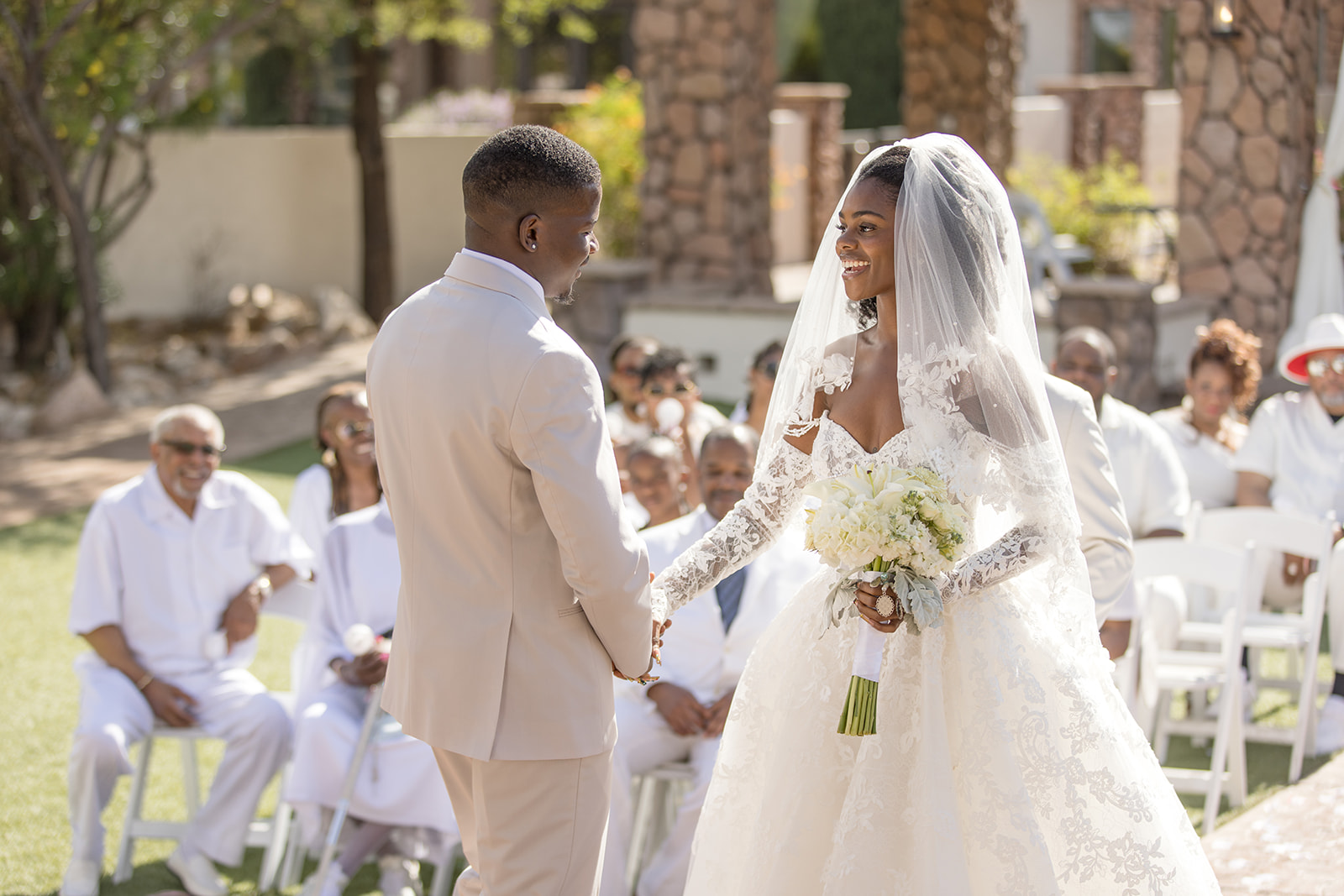 Bride and groom at superstition manor