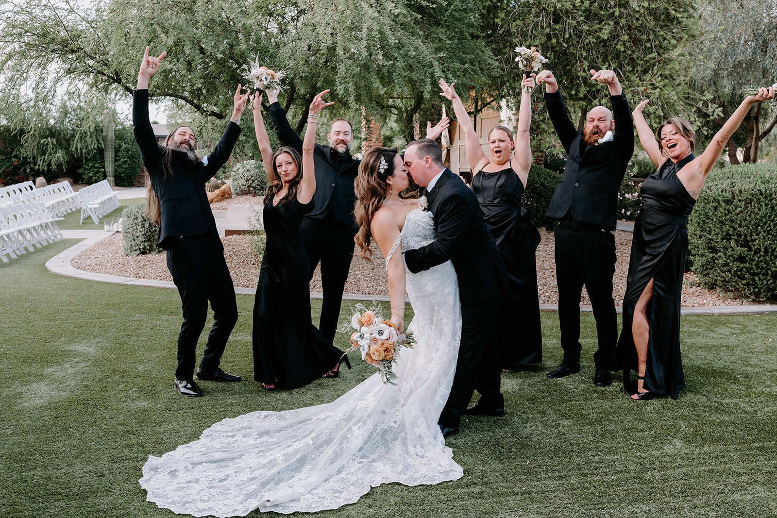 All-black bridal party