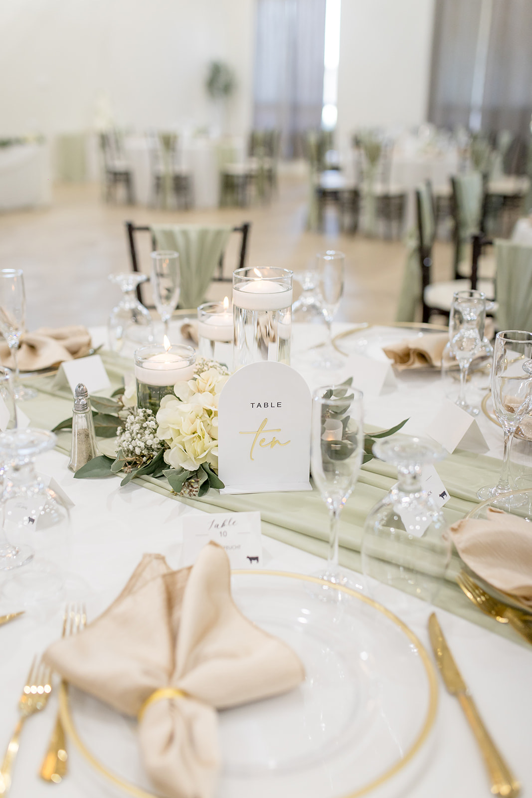 Sage green table reception 