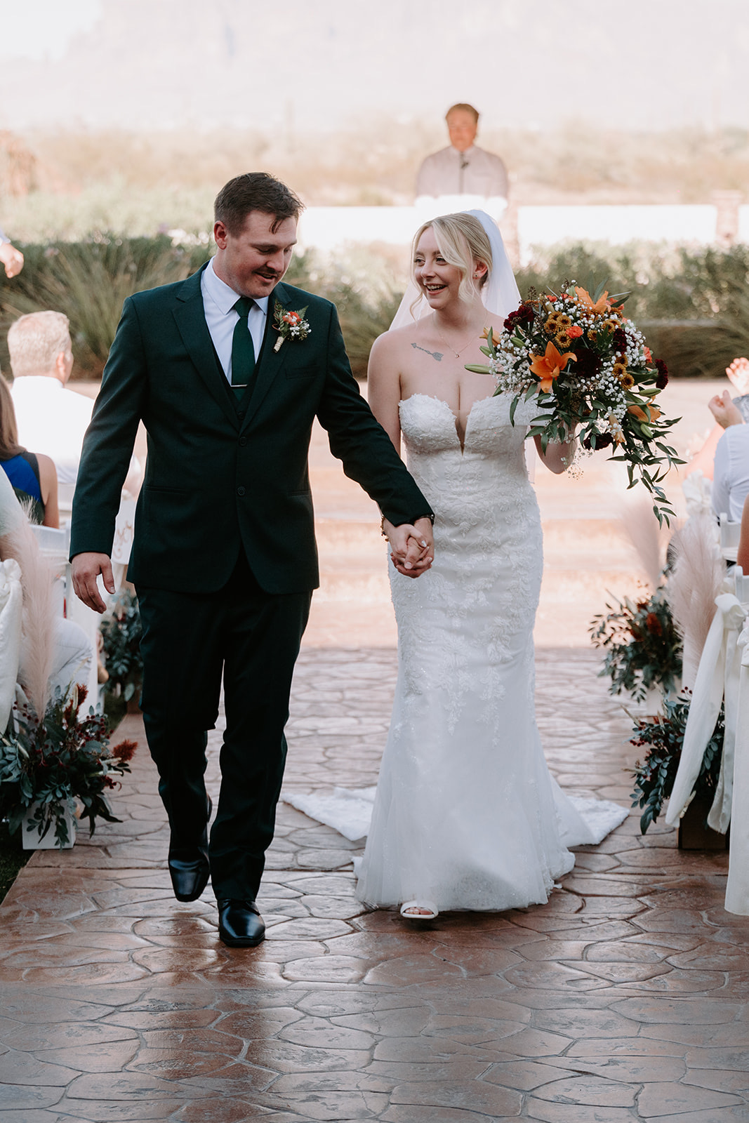 Bride and groom after ceremony 
