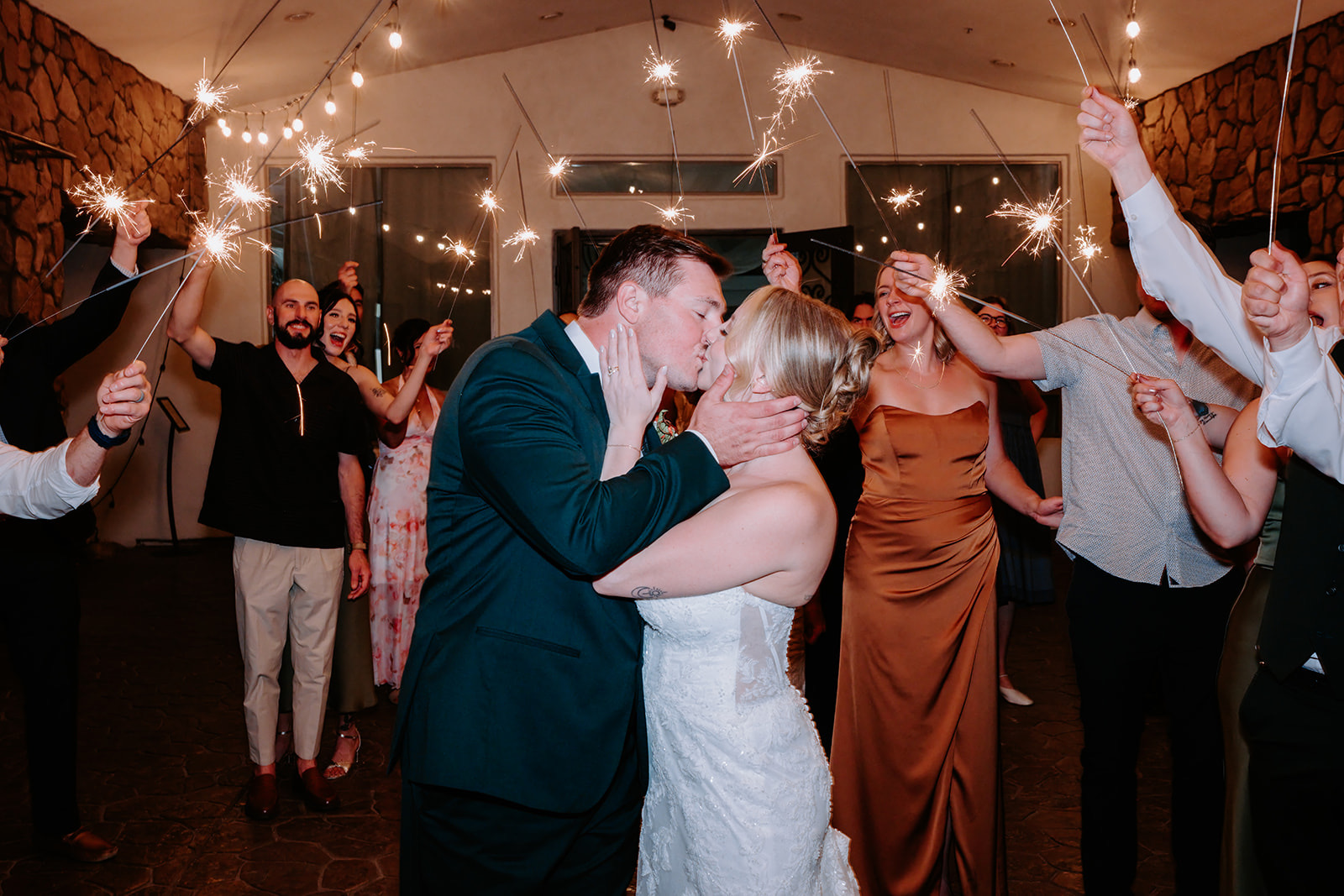 Farewell bride and groom
