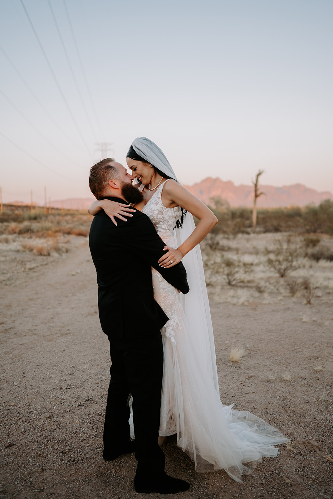 Bride and groom dessert portraits 
