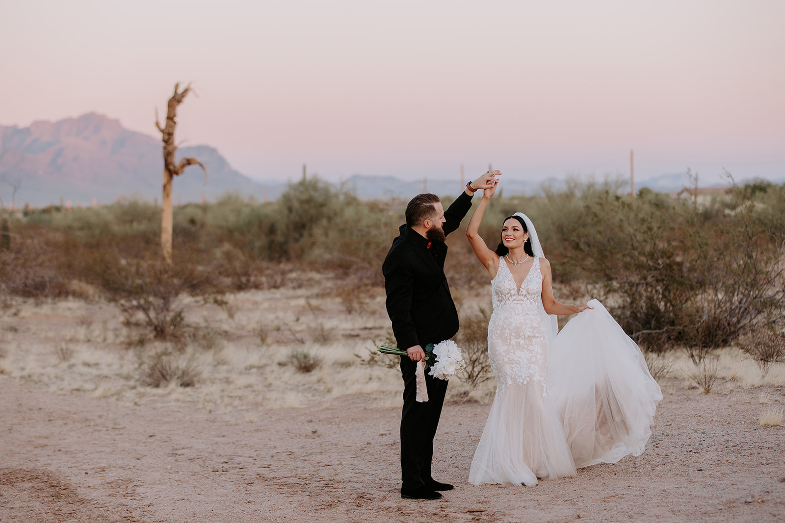 Bride and groom portraits in mesa Arizona