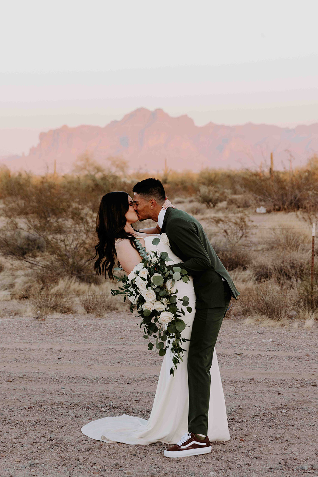 Sunset bride and groom portraits