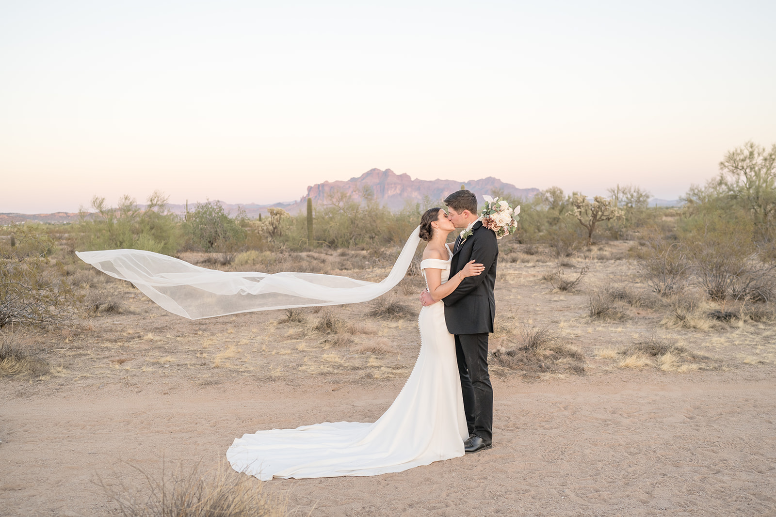 Desert bride and groom portraits