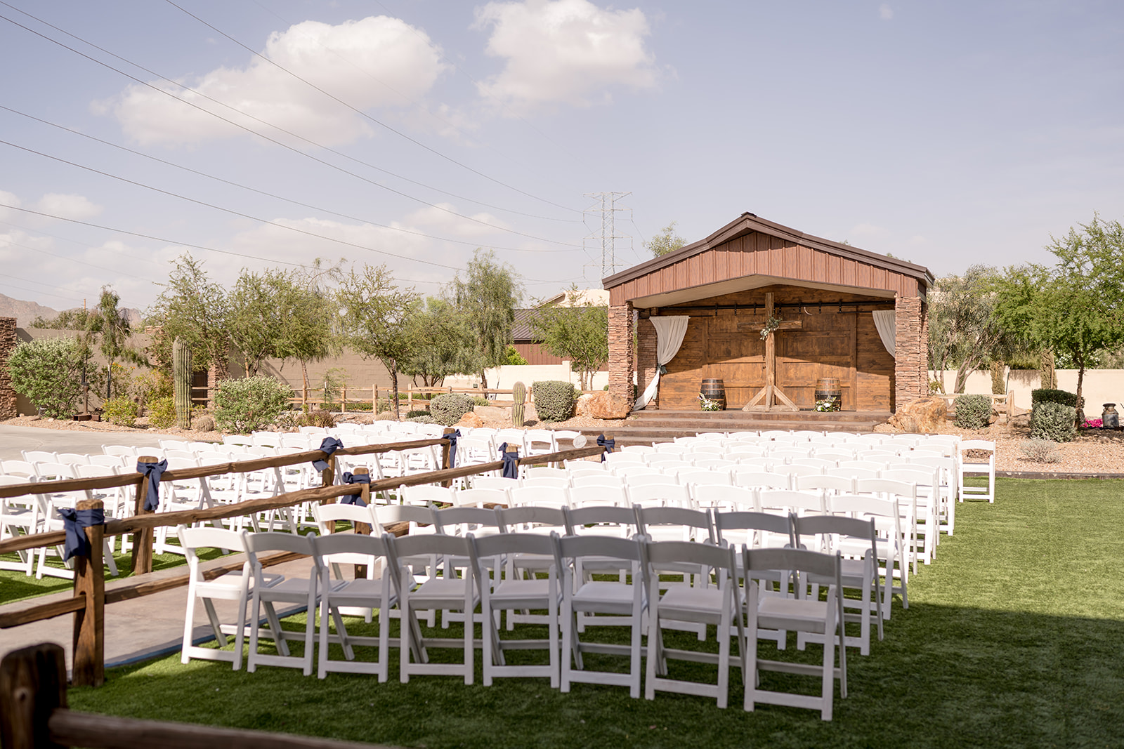 The barn ceremony yard at superstition manor