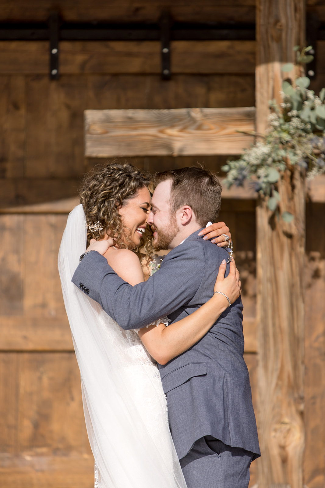 Bride and groom ceremony kiss