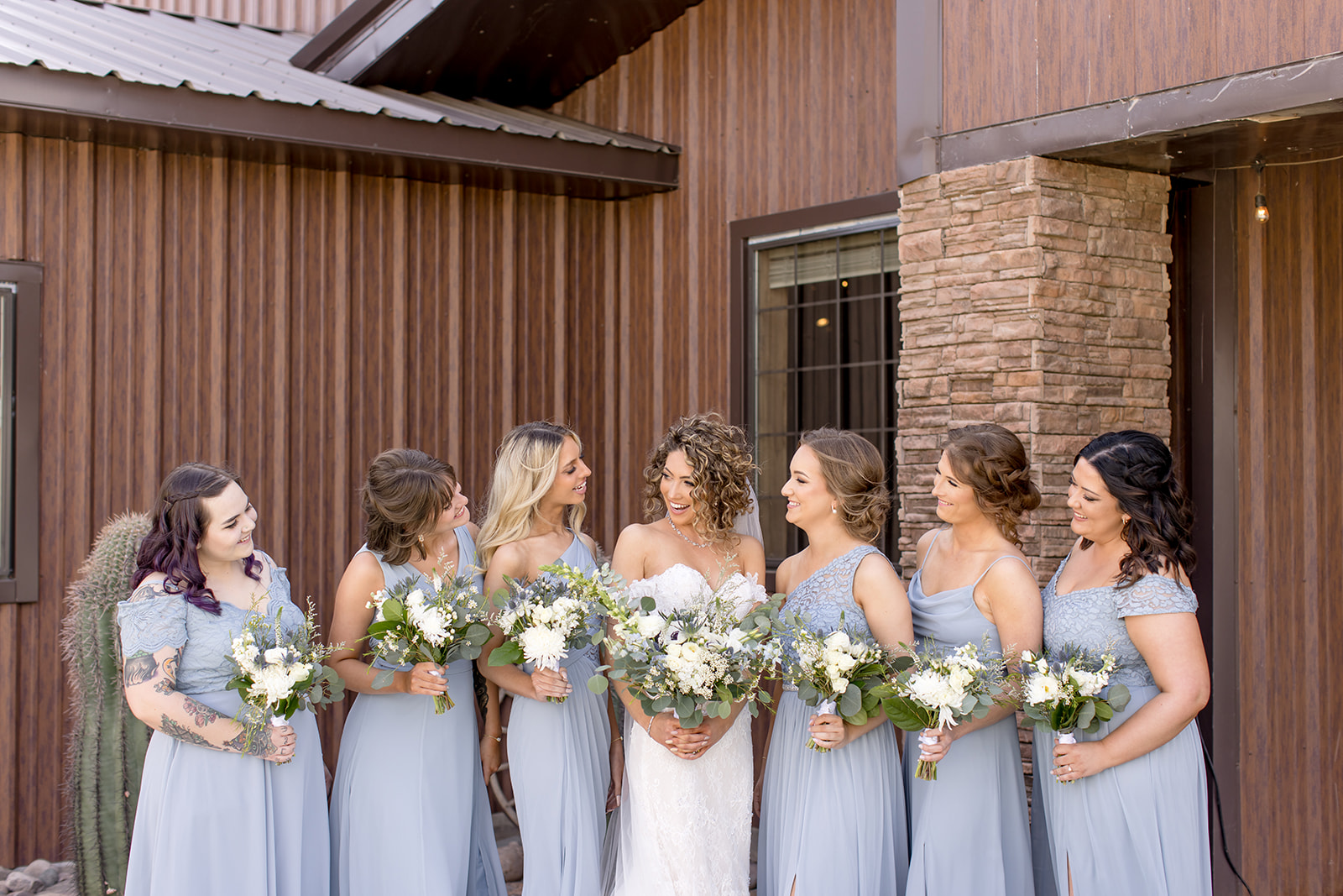 Bridal party in blue