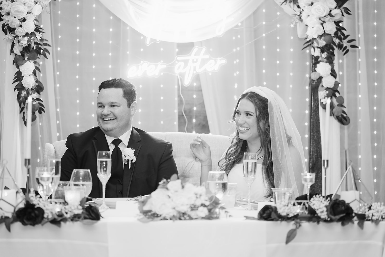 Bride and groom during reception